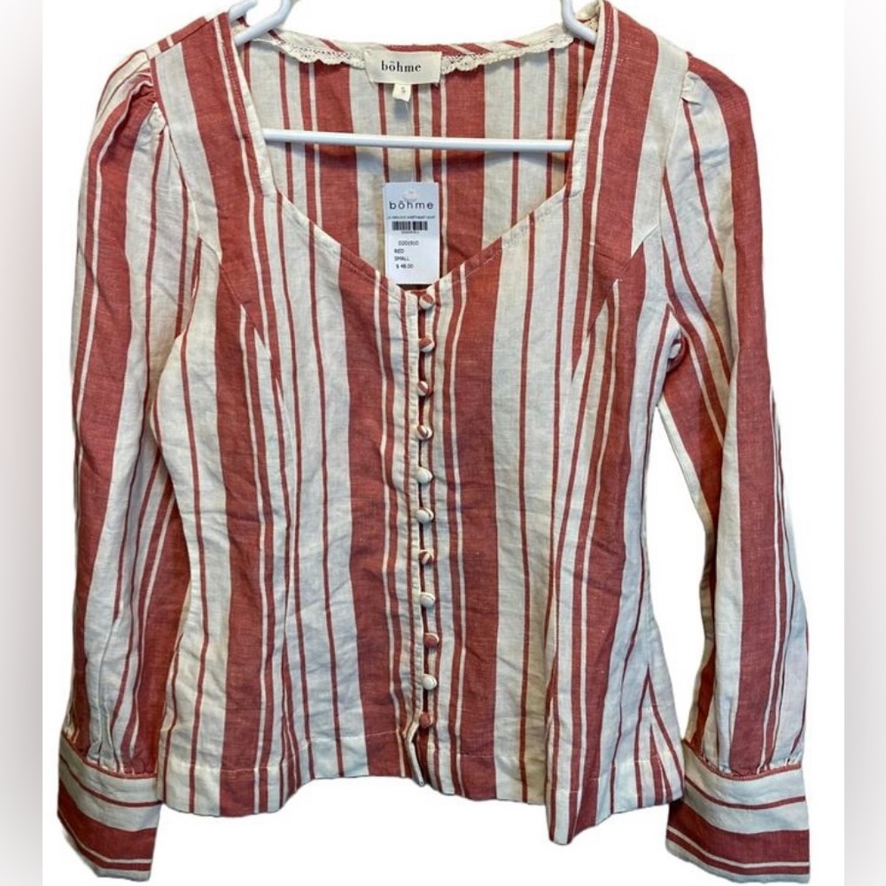 New Bohme XS/Small Striped Button Up Top